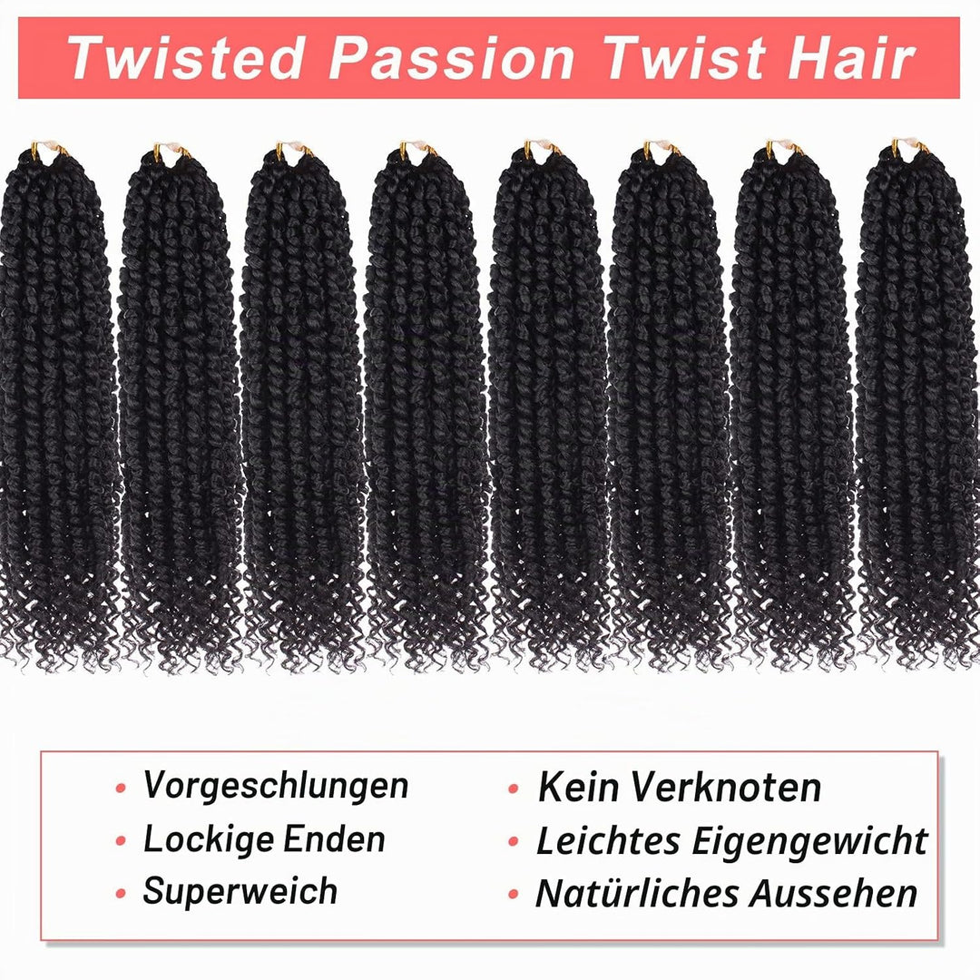 Xtrend 14 inch Black Pre twisted Passion Twist Hair 8Packs 12 Strands/Pack Bohemian Pre Looped Synth