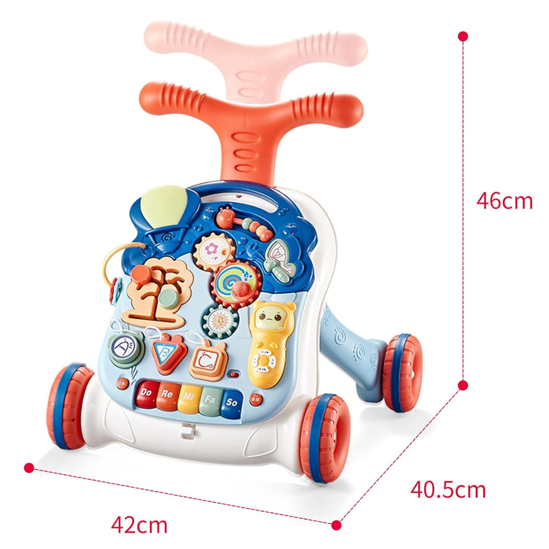 Lauflernhilfe für Kinder, 2 in 1 Lauflernwagen mit Montessori Spielzeug und Geräusche, Musik und abn