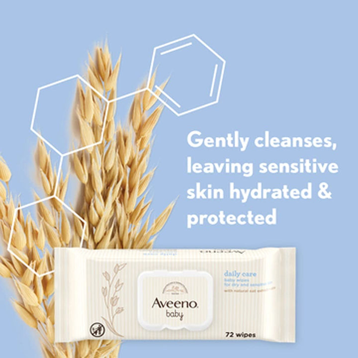 Aveeno Baby Daily Care Wipes Sensitive Skin Cleanse Gently And Efficiently Baby Essentials, White, 1