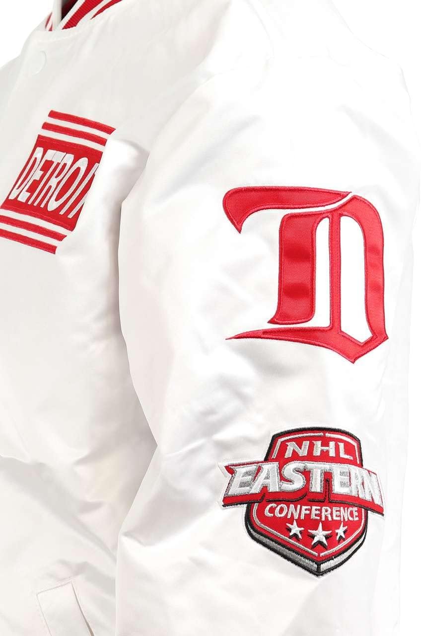 Mitchell & Ness NBA Hometown LW Satin Jacket, White M #2-Red-Wings-White-31093, M #2-Red-Wings-White