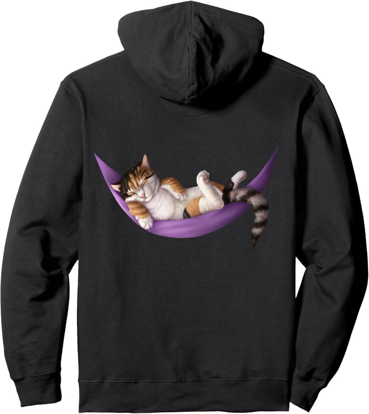 Katze Nickerchen in einer Hängematte Pullover Hoodie