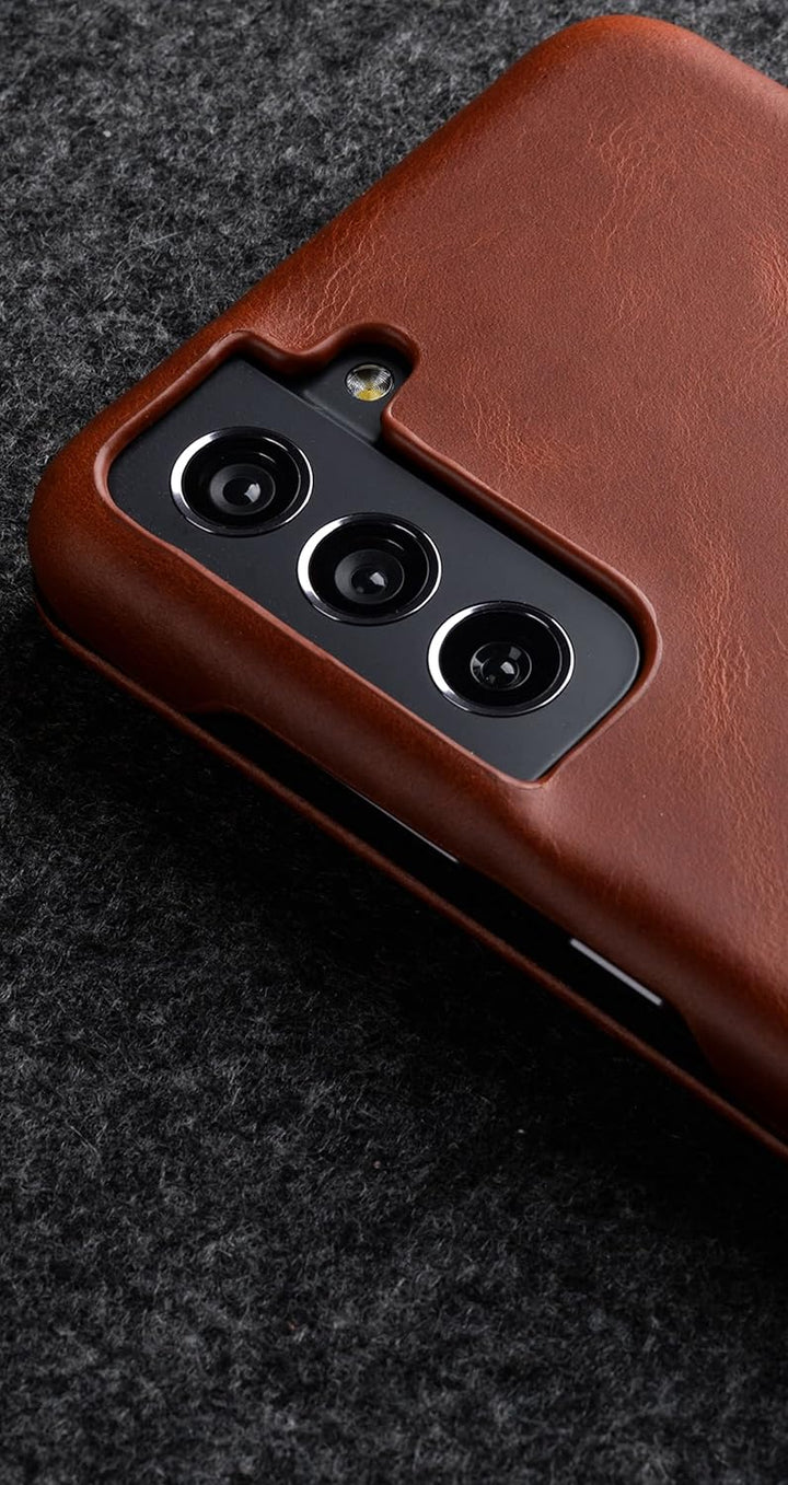 STILGUT UltraSlim kompatibel mit Samsung Galaxy S21 FE 5G Hülle - Samsung S21 FE Flip Case aus Leder