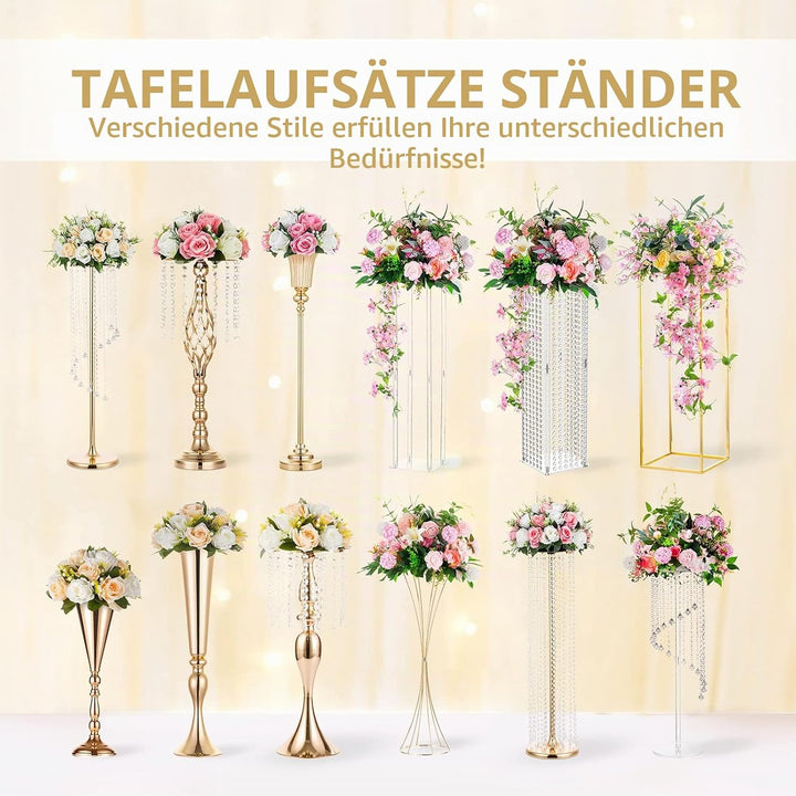 NUPTIO 10 Stück Künstliche Blumenstrauss, 15 Köpfe Kunststoff Rosen mit Sockel, Geeignet für Unser G