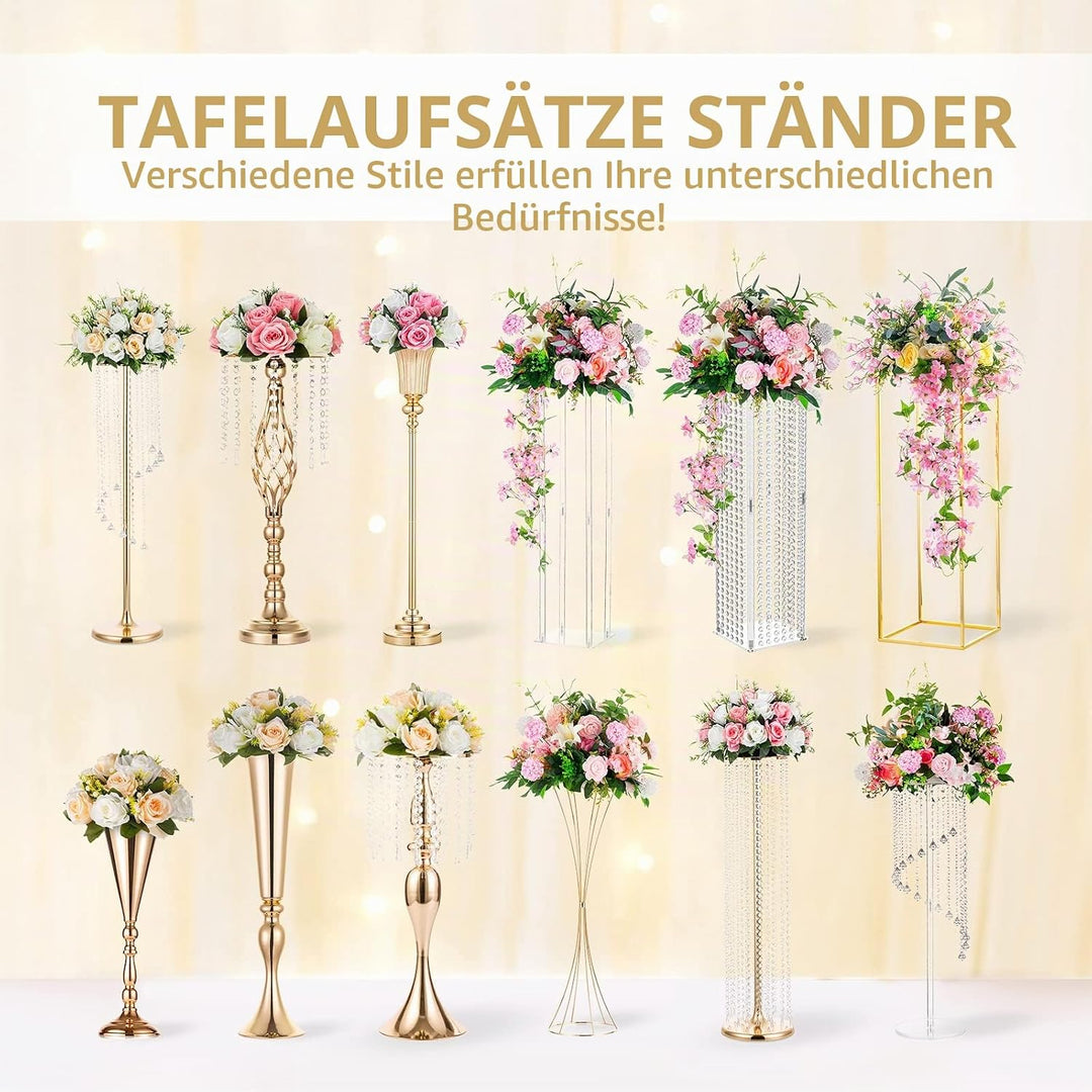 NUPTIO 6 Stück Künstliche Blumenstrauss, 15 Köpfe Kunststoff Rosen mit Sockel, Geeignet für Unser Ge