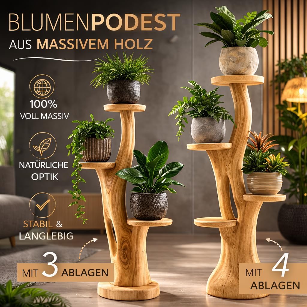 My-goodbuy24 Blumenständer Blumentreppe Blumenpodest Blumenhocker Pflanzen Blumen Deko Treppe Holz M