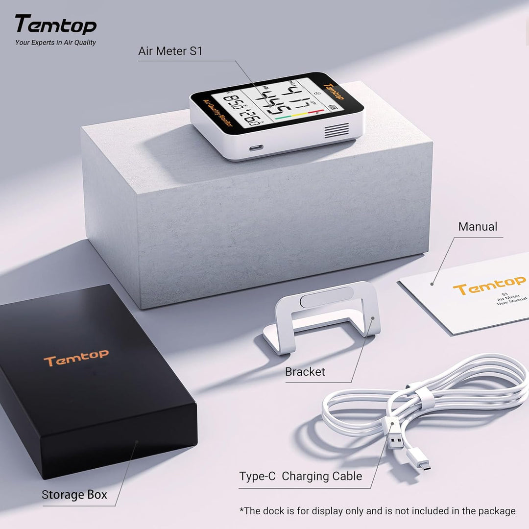 Temtop S1-UP Luftqualitätsmessgerät PM2.5, AQI, Temperatur Und Feuchtigkeit, Ultra-lange Batterielau