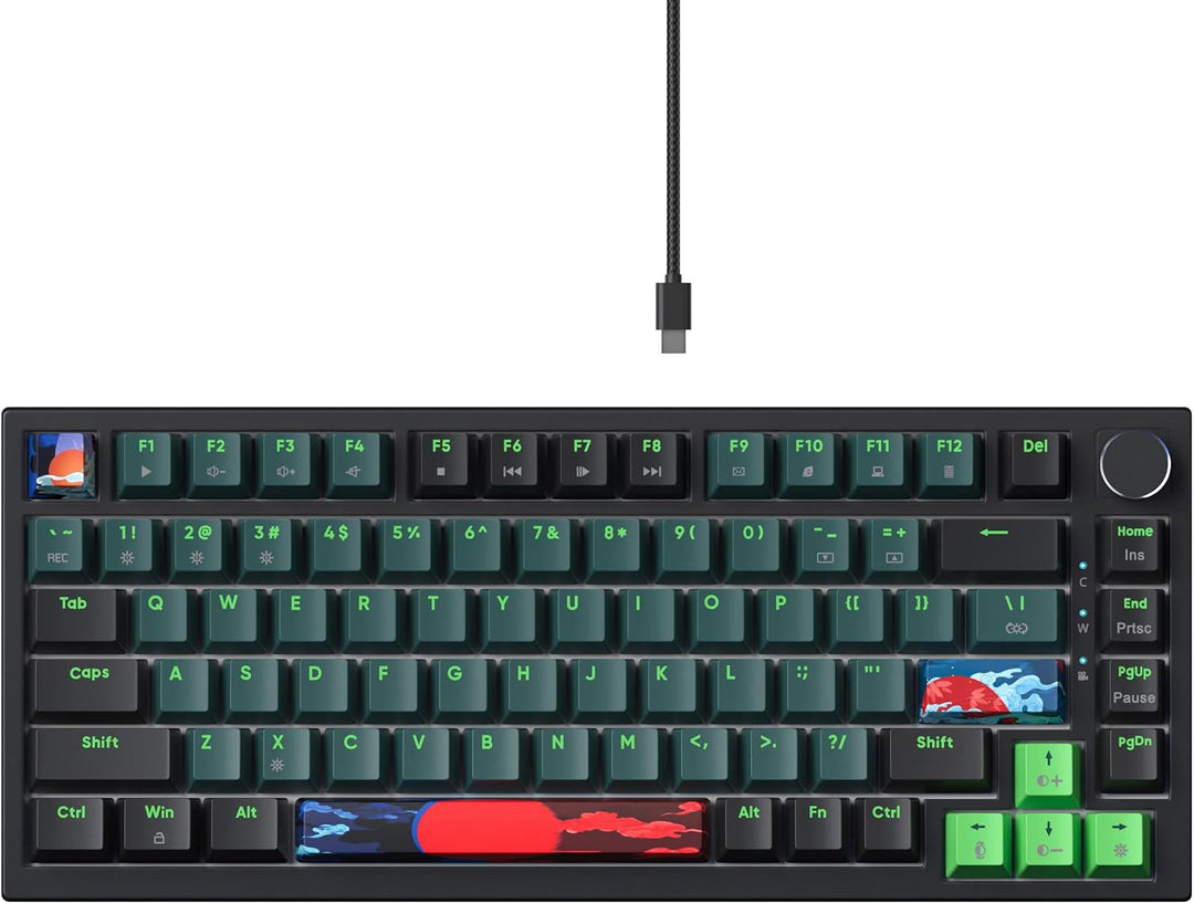 Fogruaden Kabelgebundene 75% mechanische Tastatur Hot Swap, roter Schalter, RGB-Hintergrundbeleuchtu