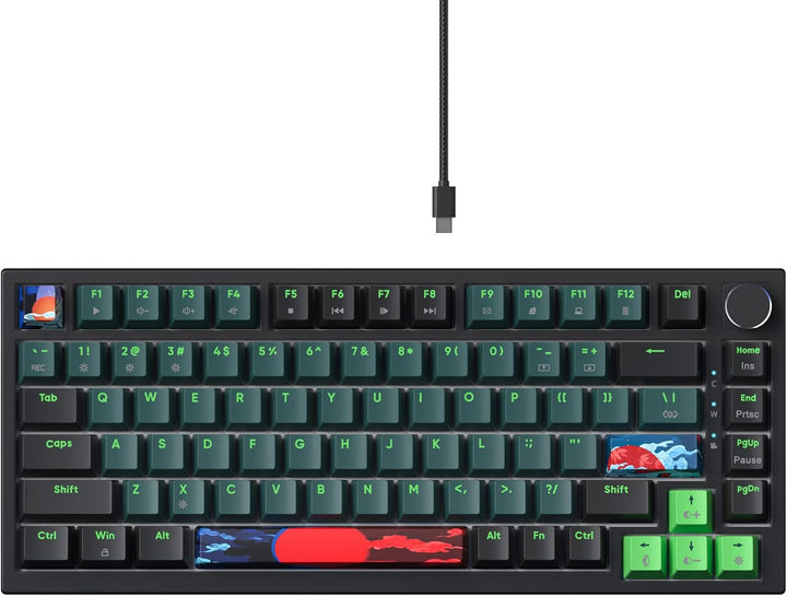Fogruaden Kabelgebundene 75% mechanische Tastatur Hot Swap, roter Schalter, RGB-Hintergrundbeleuchtu