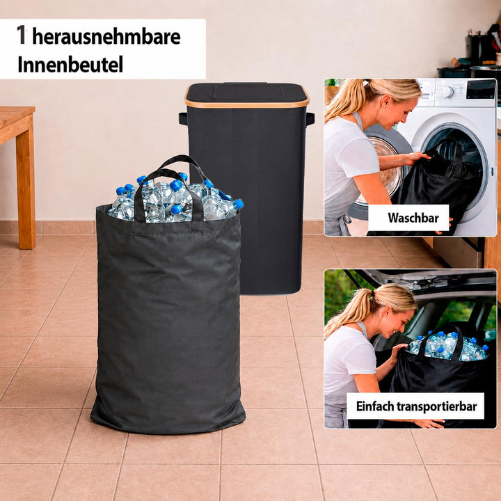 Gelber Sack Ständer Stabil mit Deckel – Mülleimer 70-120L für Gelbe Säcke &amp; Recycling | Praktischer