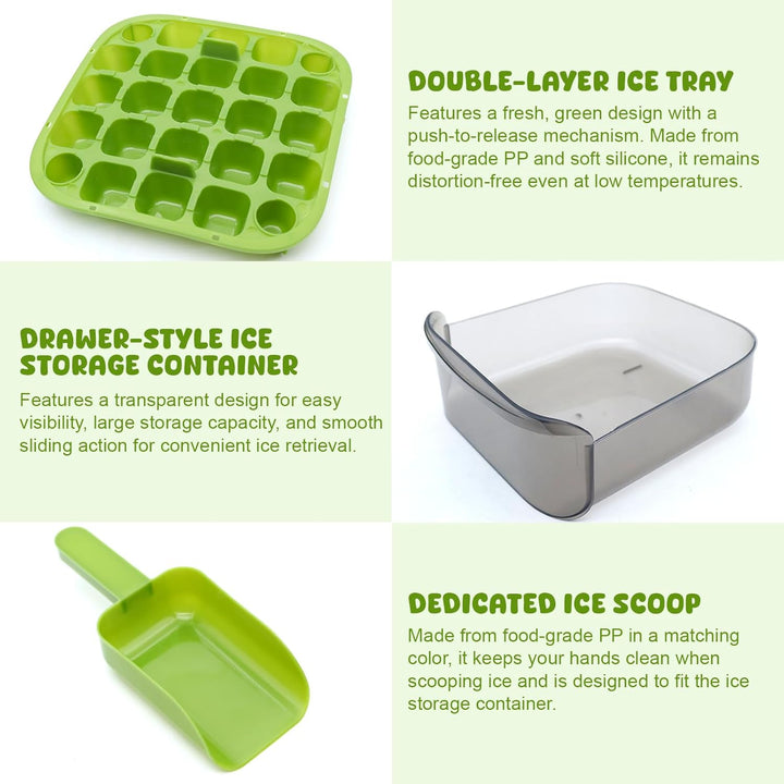 Easy Press Ice Maker, Ice Cube Maker, Ice Cube Tray mit Bin und Scoop, Eiswürfelmacher, Eiswürfelber