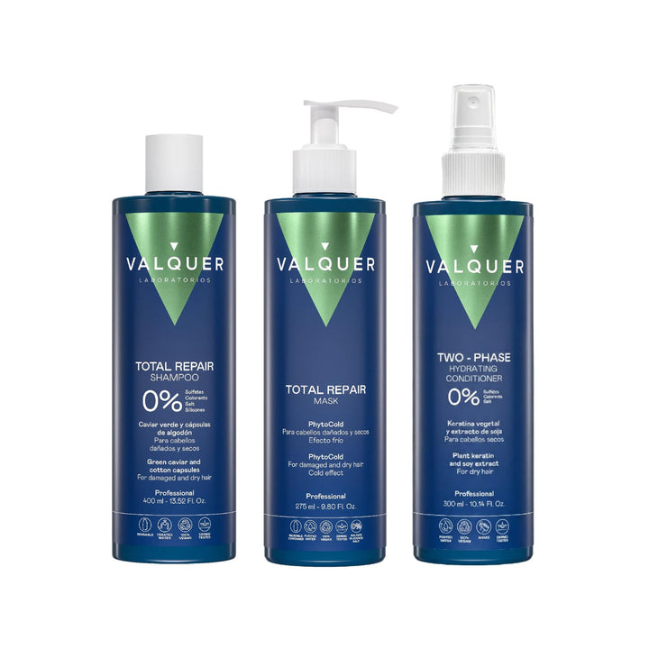 Valquer Professional Hair Pack Total Reparatur für strapaziertes Haar: Zero% Shampoo 400 ml + Eiseff