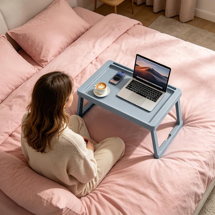 Klappbares Betttablett – geeignet für Küche, Schlafzimmer, Bett, Sofa – Farbe: Grau