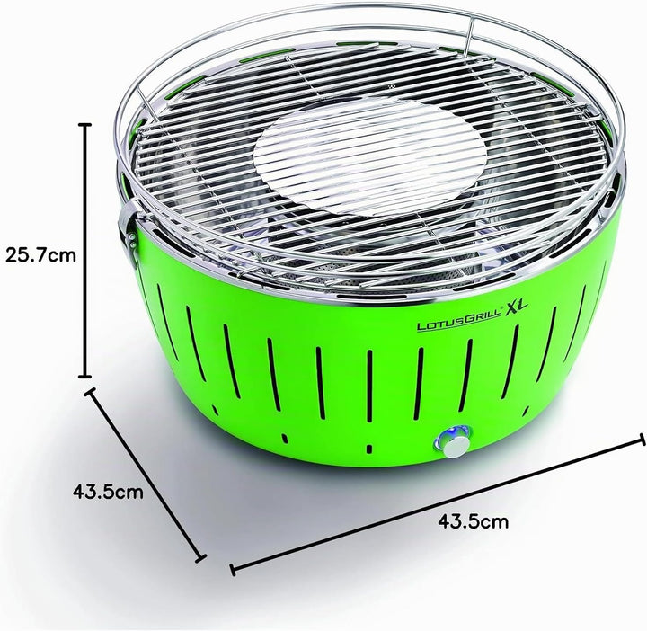 LotusGrill XL Starter-Set 1x XL Grill Limettengrün mit USB-Anschluss, 1x Buchenholzkohle 2,5 kg, 1x