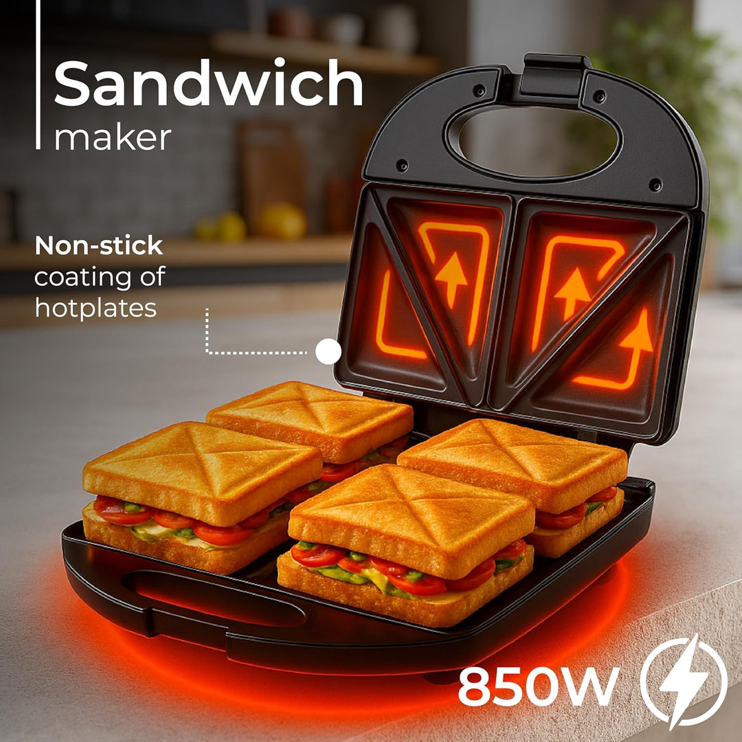 ADLER AD 3015 Sandwichmaker, Kunststoff, Schwarz/Grau