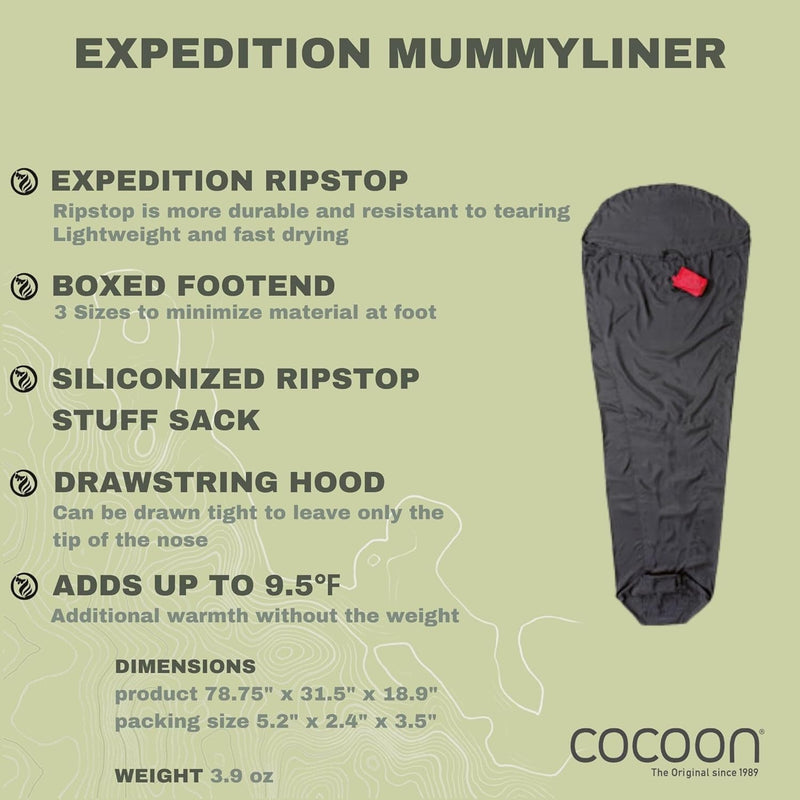 Cocoon Damen Expedition-Silk MummyLiner, Schwarz