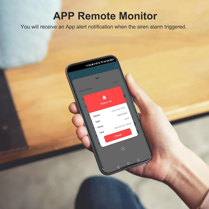 Smart Sirenenalarm, lautstark 100dB, kabelloser Alarm für Tür-Fenster-Sensor, 32 Arten von Alarmton