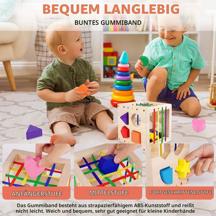 Ainiv Formsortierwürfel, Sortierspiel Montessori Steckwürfel, Baby Sensorische Spielzeug, Motorische