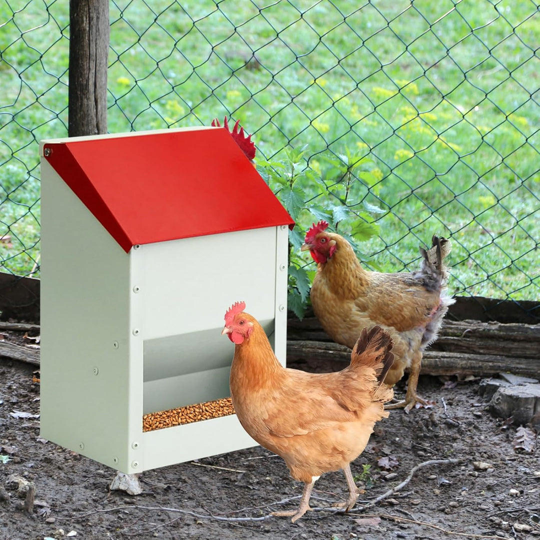 4,5 Kg Automatische HüHnerfüTterung Kleine MetallfüTterung mit Deckel Wandmontierte Rattenfeste HüHn