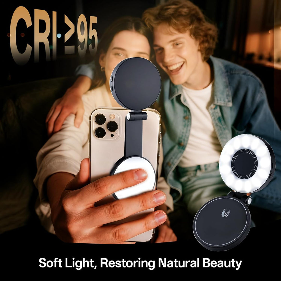 Magnetisches Selfie Licht Handy, Handylicht mit 3 Farbtemperaturen 2500k-9000k, 360° LED Ringlicht H