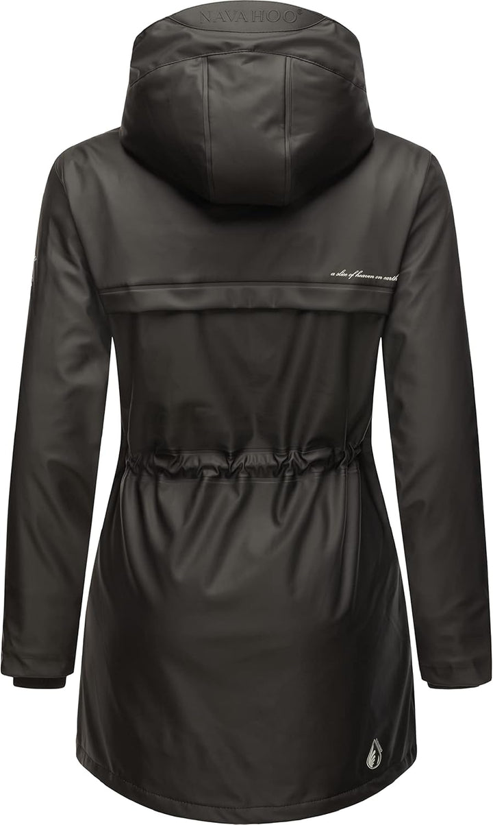 Navahoo Damen Übergangsjacke Regenmantel wasserdicht lang warm gefüttert mit Kapuze Rainy Forest XS-