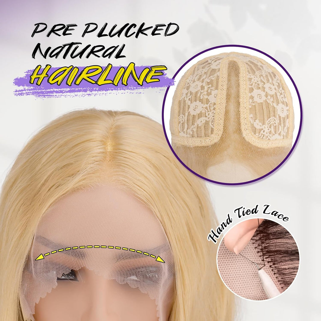 FESHFEN Lace Front Perücke – Lange Lockige Gewellte Kunsthaar Perücken mit 34x11x3 cm HD Lace Perück