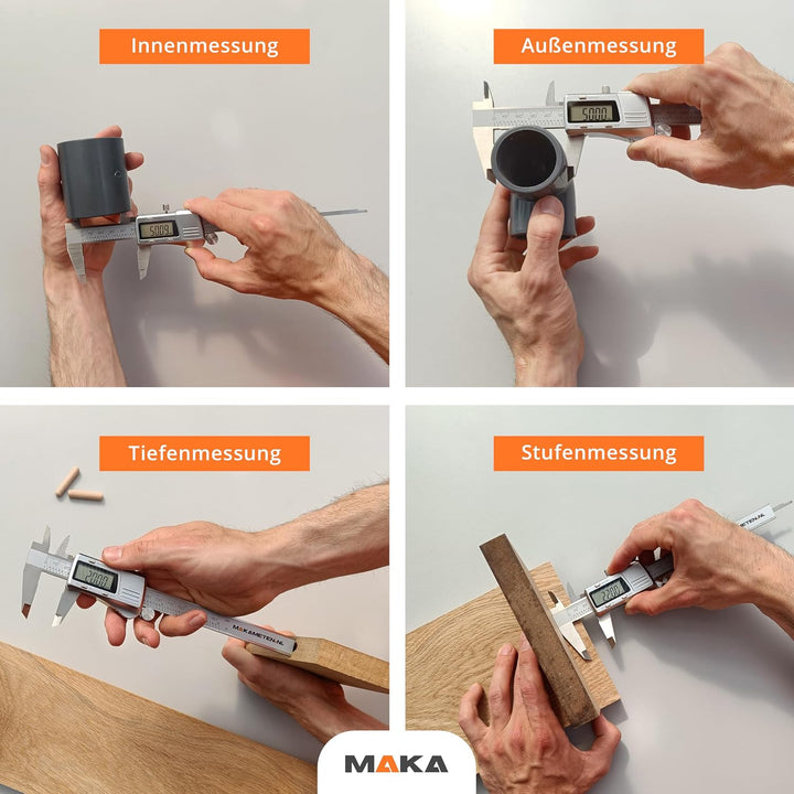 MAKA Digitaler Messschieber aus Edelstahl 150 mm LCD-Präzisionsmessschieber