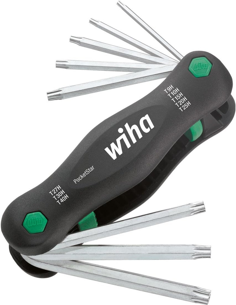 Wiha Multitool PocketStar® TORX Tamper Resistant (mit Bohrung) 8-tlg., per Tastendruck schneller Zug