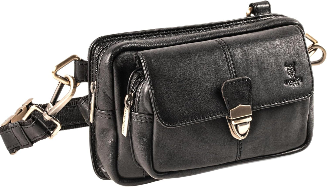 MATADOR (3 in 1 Tasche „Kairo“ – hochwertige Handy Bauchtasche Leder Herren – Umhängetasche Damen mi