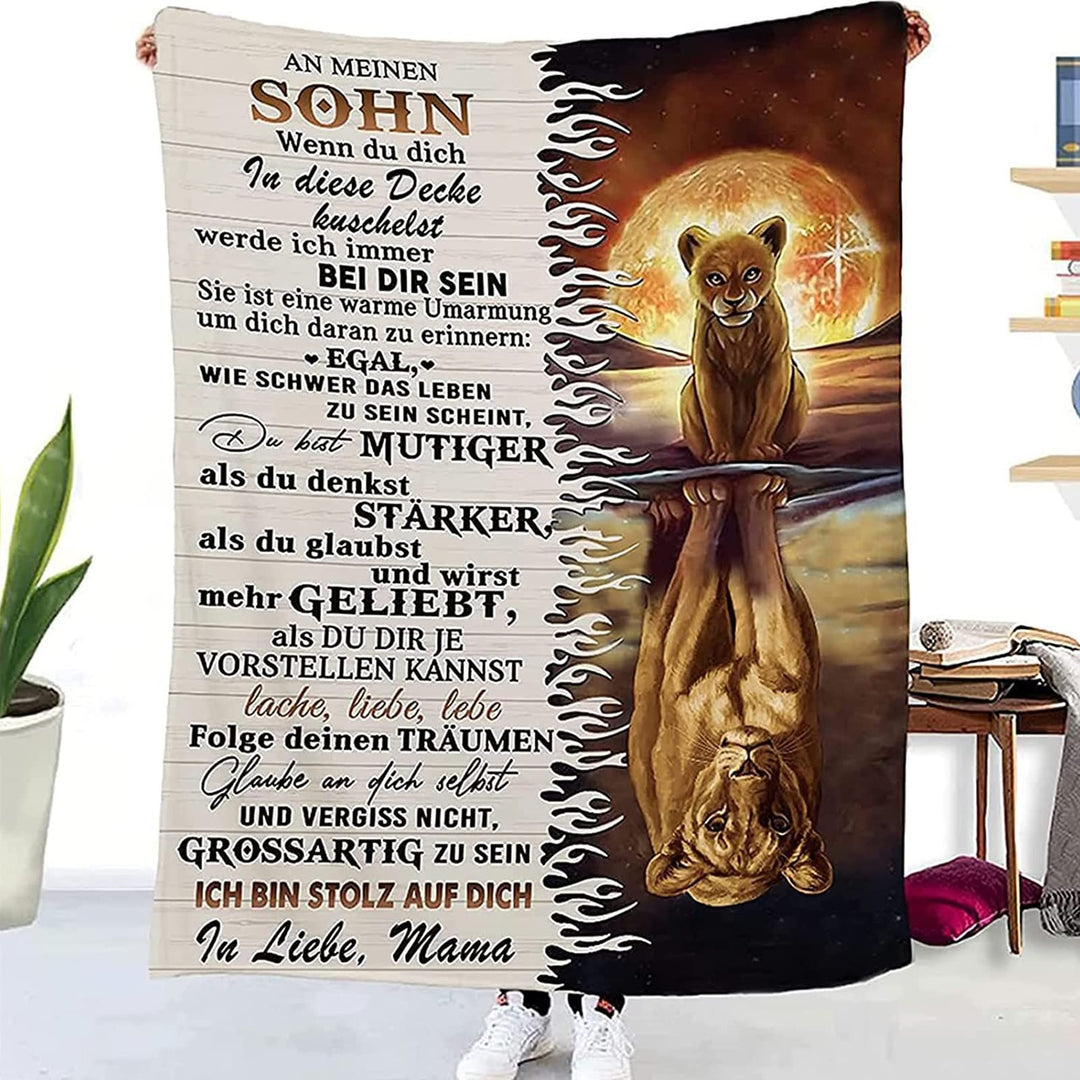 Personalisierte Decke Sohn Geschenke von Mama, Mutter Sohn Geschenke, Kuscheldecke Flauschige, Witzi