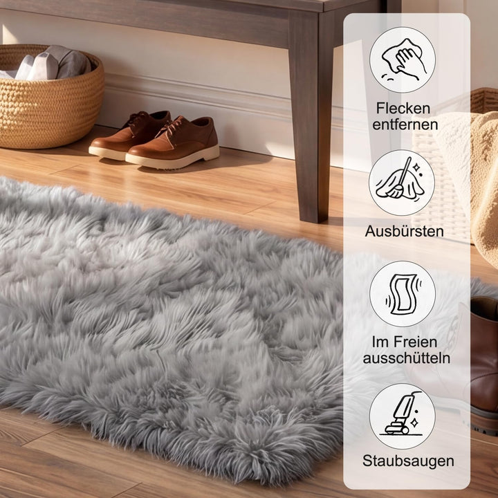 VOFUSHON Wohnzimmer Hochflor Teppich,Shaggy Flur Läufer Teppich Modern Flauschiger Weich Teppich Gro