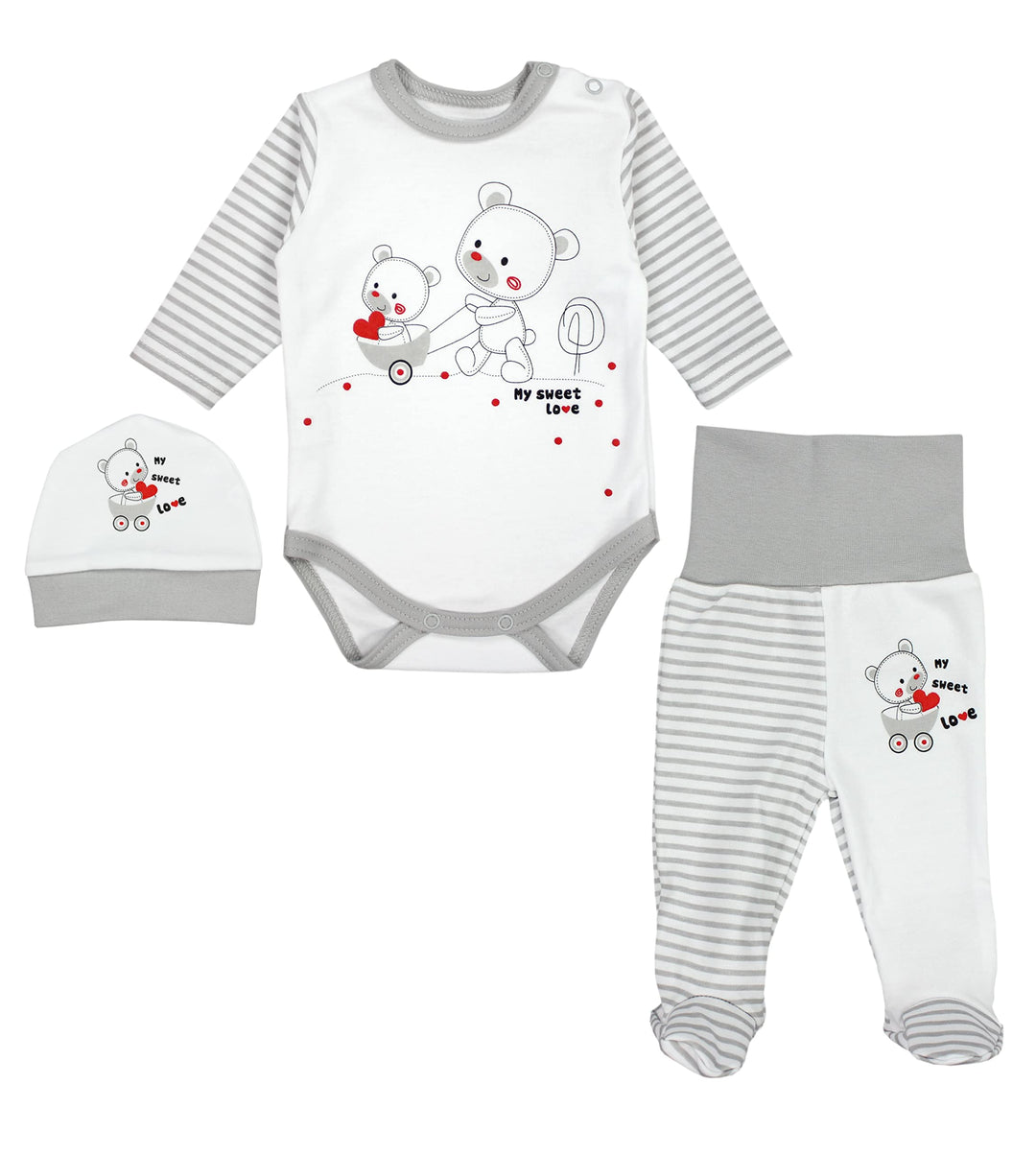 TupTam Baby Mädchen Jungen Bekleidungsset Langarmbody Hose Mütze mit Aufdruck Spruch 3 teilig 56 Str