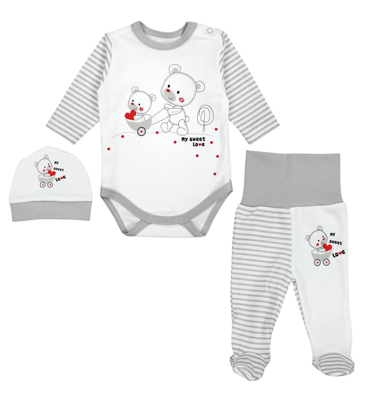 TupTam Baby Mädchen Jungen Bekleidungsset Langarmbody Hose Mütze mit Aufdruck Spruch 3 teilig 56 Str