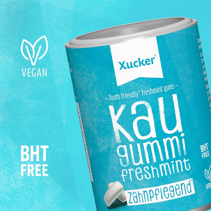 Xucker Zuckerfreie Zahnpflege Kaugummis - Xylit Kaugummi zuckerfrei mit Freshmint Geschmack I Vegane