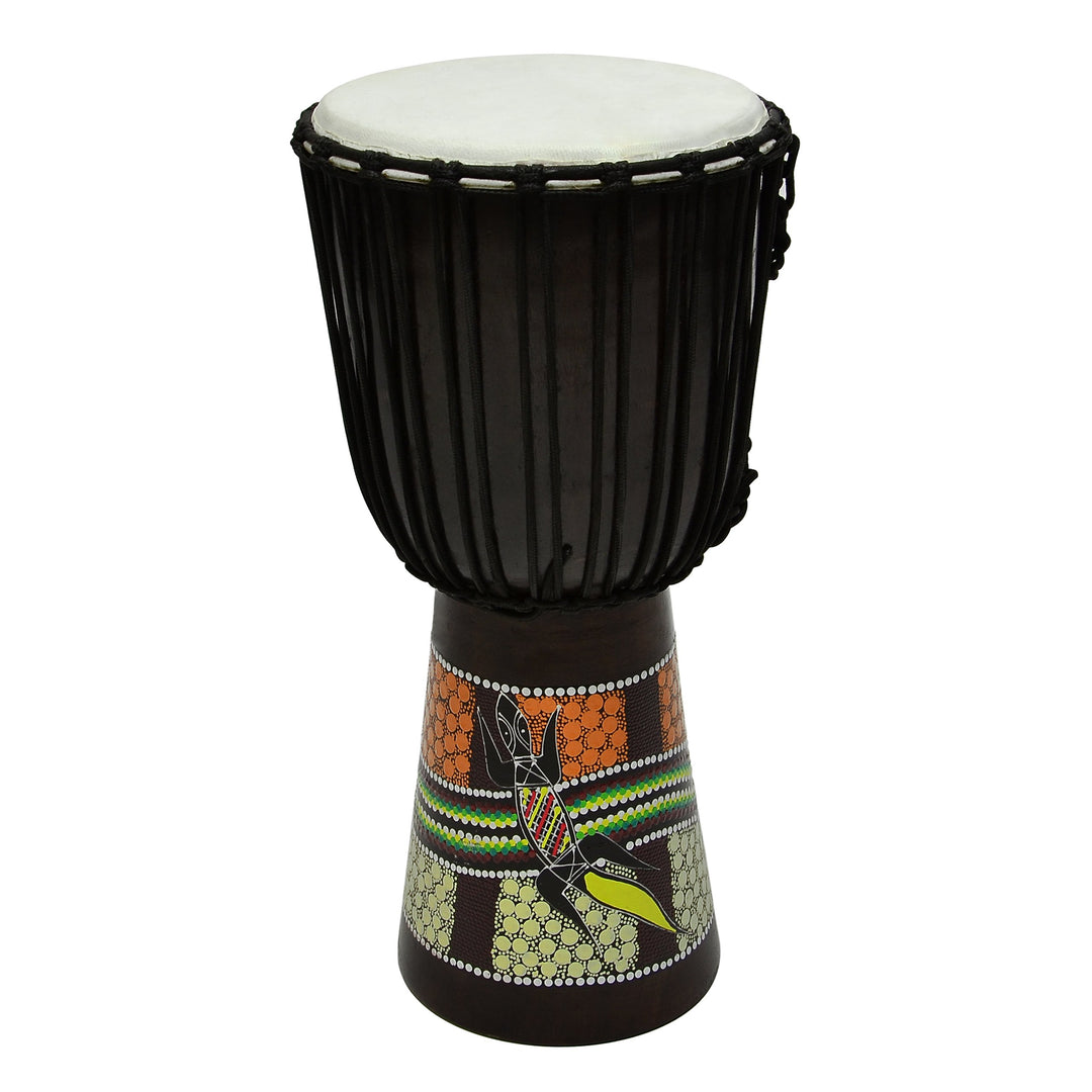 50 cm Djembe Trommel Buschtrommel Afrika-Style handbemalt exotischer Dotprint Schnüre Knoten Ziegenf