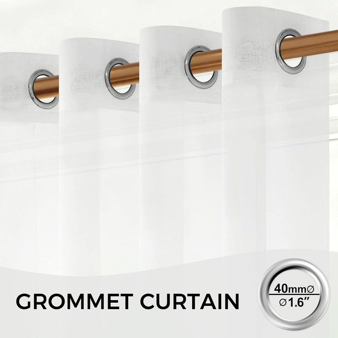MRTREES Stores Gardinen Weiss Wohnzimmer Gardinen modern Schlaufenschal 2er Set 122×140cm (H×B) Vorh