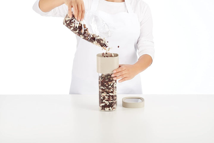 Lékué Vorratsdosen Flip Storage Set, Grau, LM Set L/M Grau, Set L/M Grau