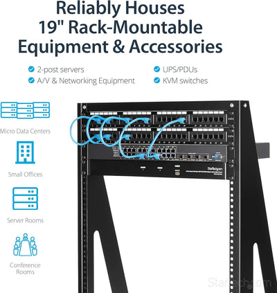 StarTech.com 2 Post Server Rack - Open Rack - Audio-Video-Rack - Laborgestell - Offener Serverschran