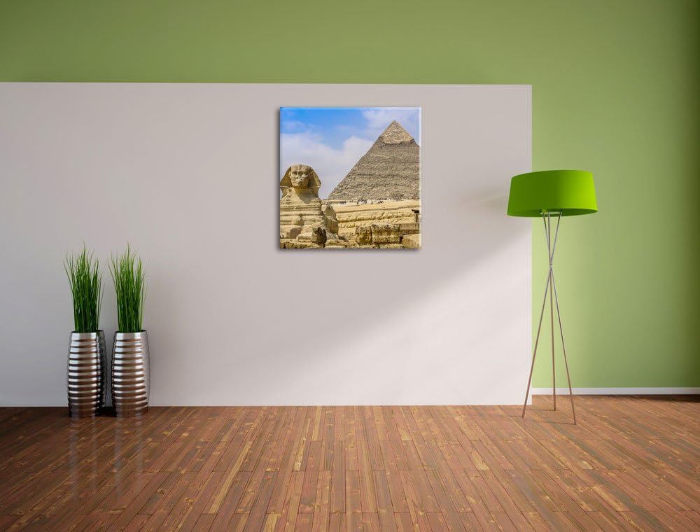Pixxprint Sphinx von Gizeh mit Pyramide als Leinwandbild/Grösse: 70x70 cm/Wandbild/Kunstdruck/fertig