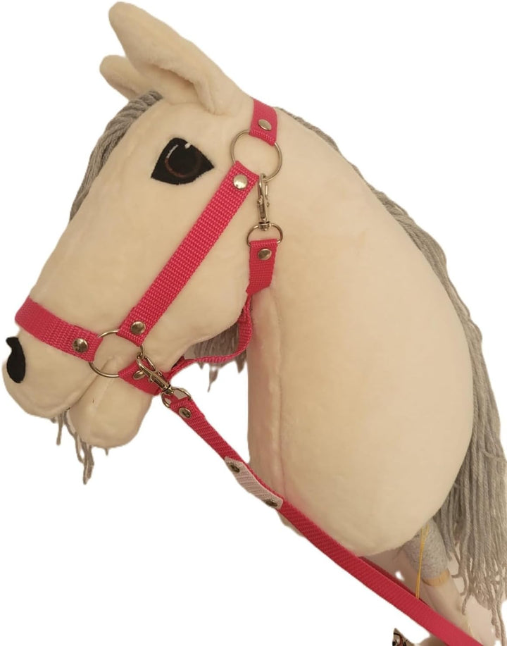 HORSE & toys Hobby Horse Gross A3 (Pferd auf Stock) mit Halfter wie Abbildung (schwarz) für Kinder,