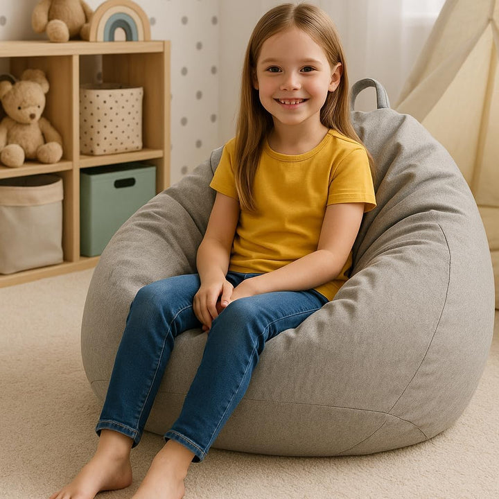 AD.CON Sitzsack mit ECO Füllung Puff Relax-Sessel Sitzkissen Bodenkissen Bean Bag 70x80x50 Hellgrau