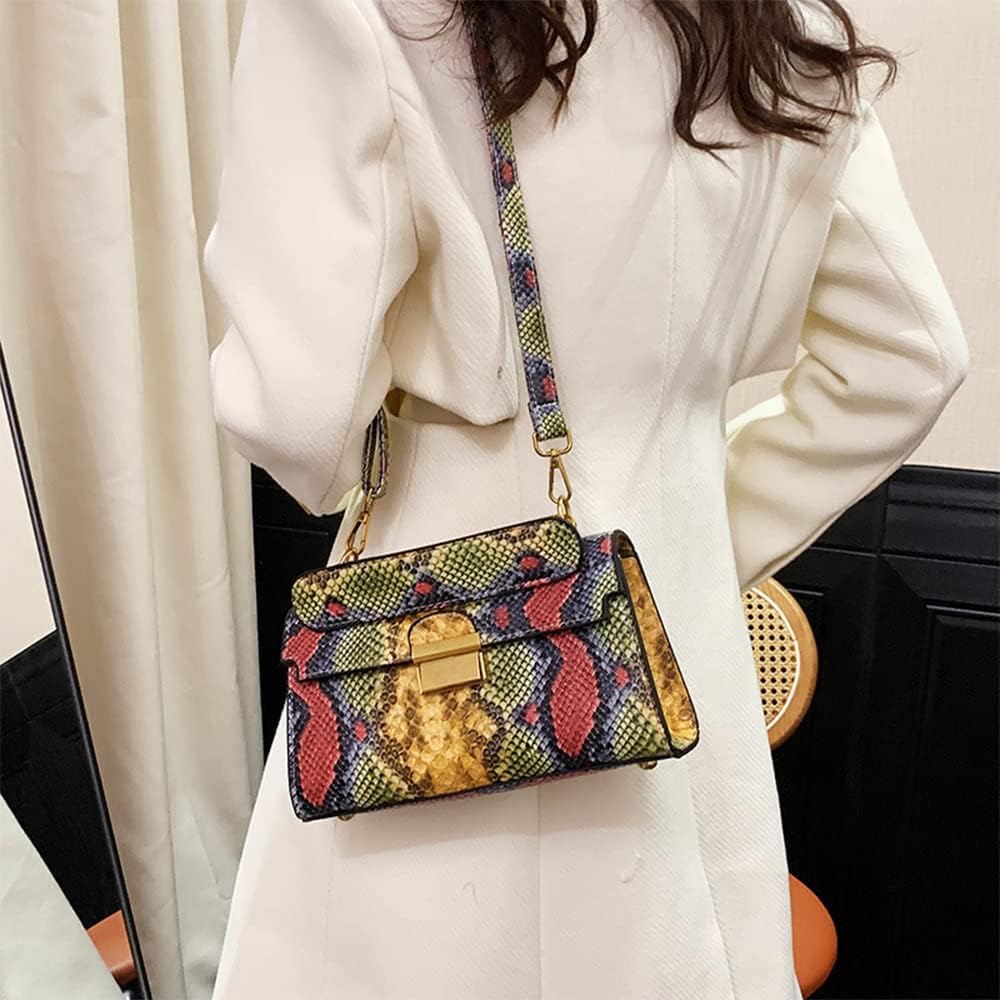 Coolives Damen Kleine Umhängetasche mit Krokodilledermuster Mini Handtasche aus PU-Leder Clutches Da
