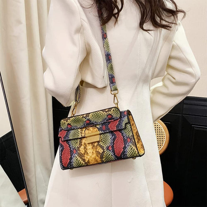 Coolives Damen Kleine Umhängetasche mit Krokodilledermuster Mini Handtasche aus PU-Leder Clutches Da