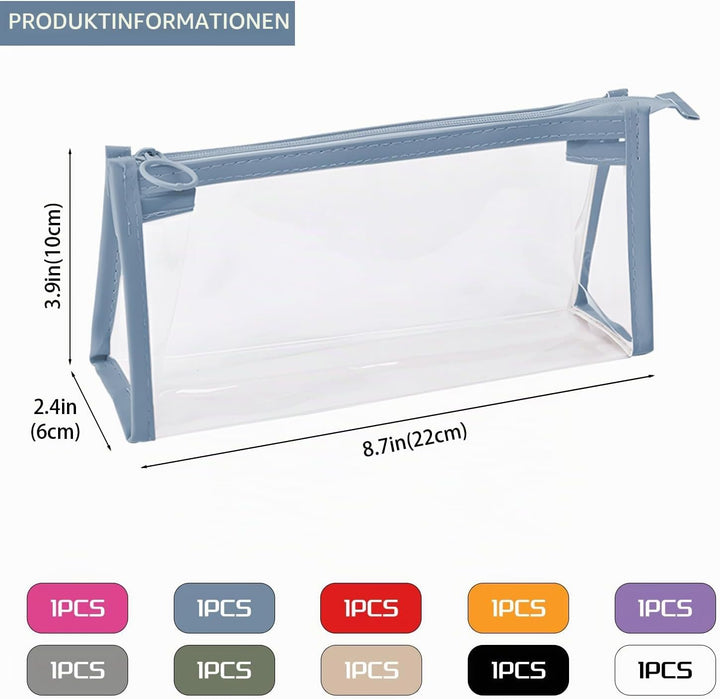 10 Stück transparente Federmäppchen, Stiftetasche, transparente Markertasche mit Reissverschluss, Au