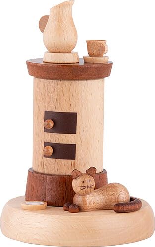 Erzgebirge Palast Holzkunst Schubert Räucherofen mit Katze - 13 cm
