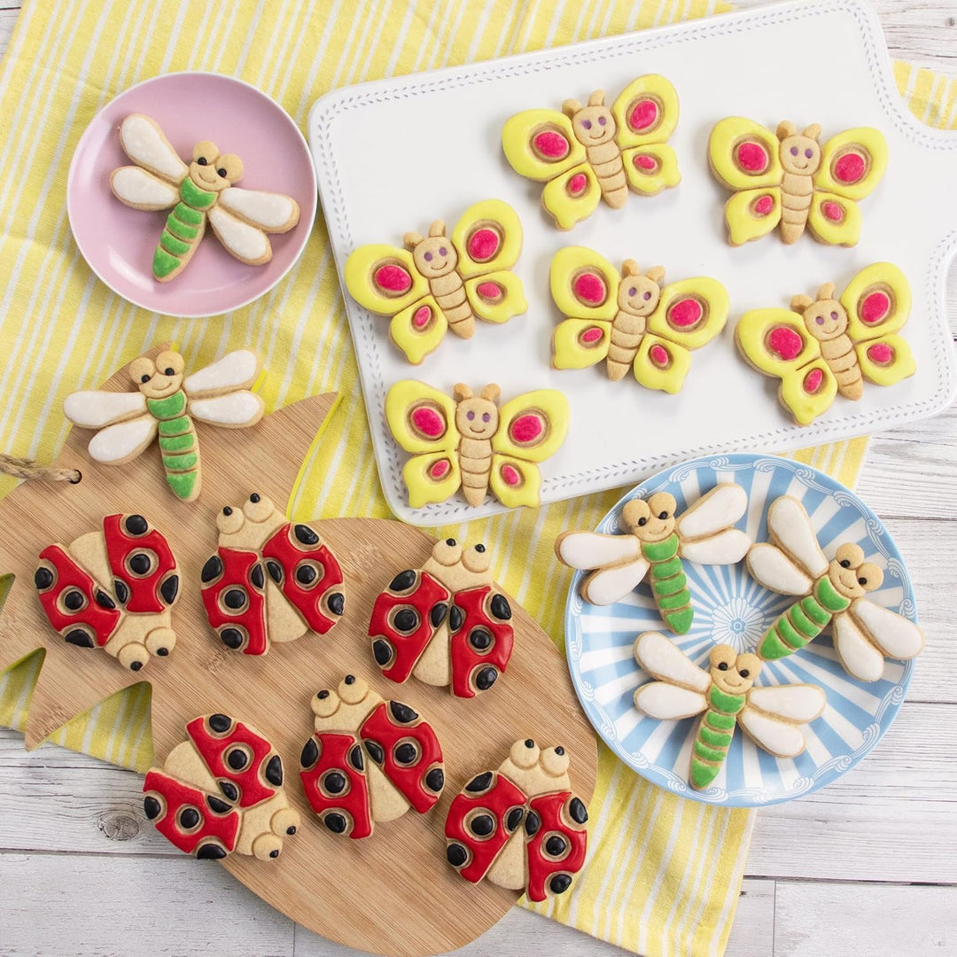 3er Set Insekten Ausstechformen (Formen: Marienkäfer, Libelle und Schmetterling), 3 Teile, Bakerlogy