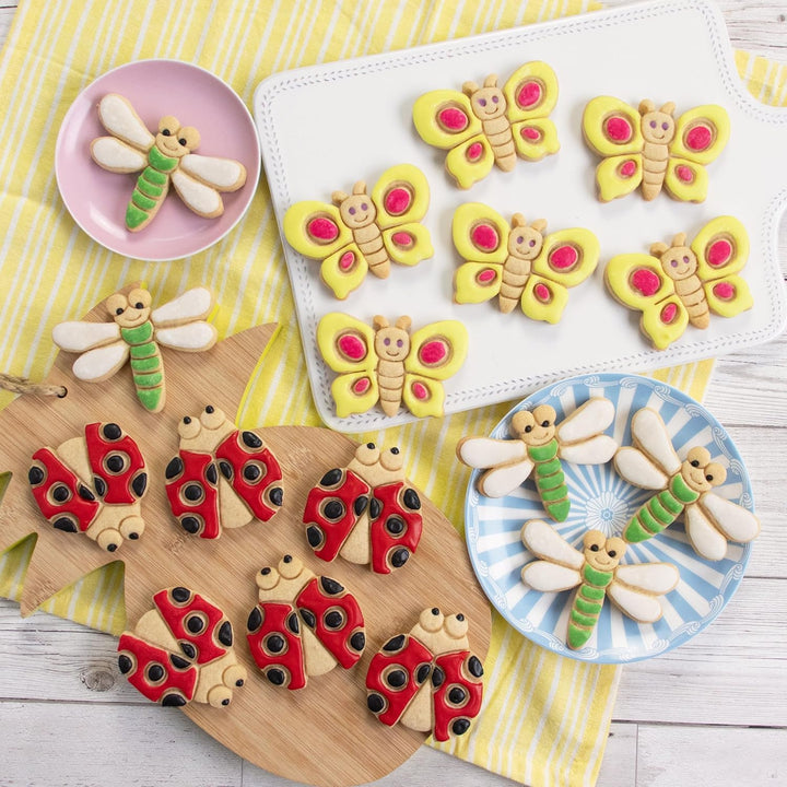 3er Set Insekten Ausstechformen (Formen: Marienkäfer, Libelle und Schmetterling), 3 Teile, Bakerlogy