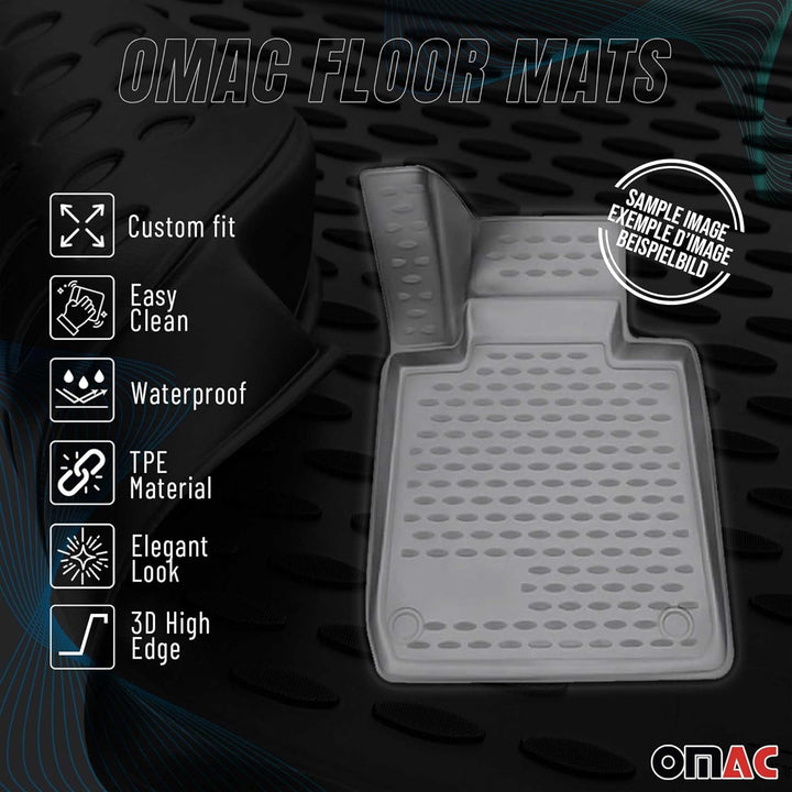 OMAC Gummimatten Fussmatten kompatibel mit Mercedes W210 1995-2002 TPE Automatten Grau 4X E Klasse W