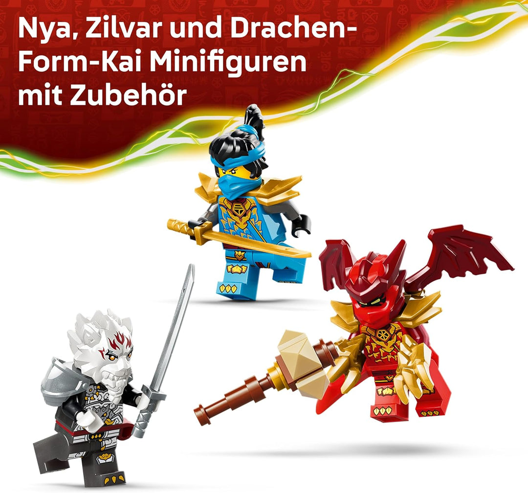 LEGO NINJAGO Zilvar auf seinem Drachentier Grimtak - Ninja Spielzeug mit Actionfigur, 3 Minifiguren