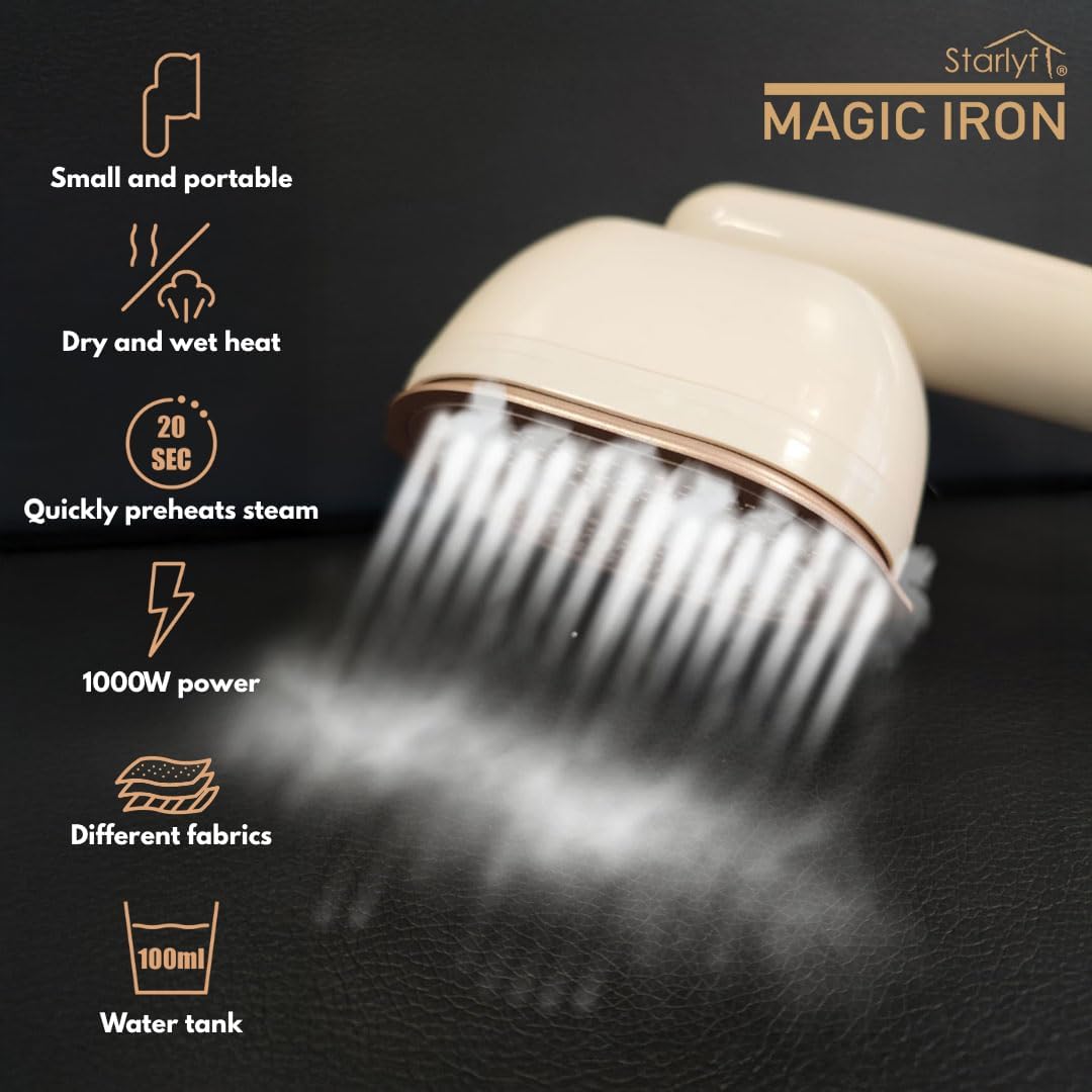 STARLYF Magic Iron Handwäsche-Dampfer, schnelles Aufheizen von 20s, Tank 100 ml, Doppelfunktion troc