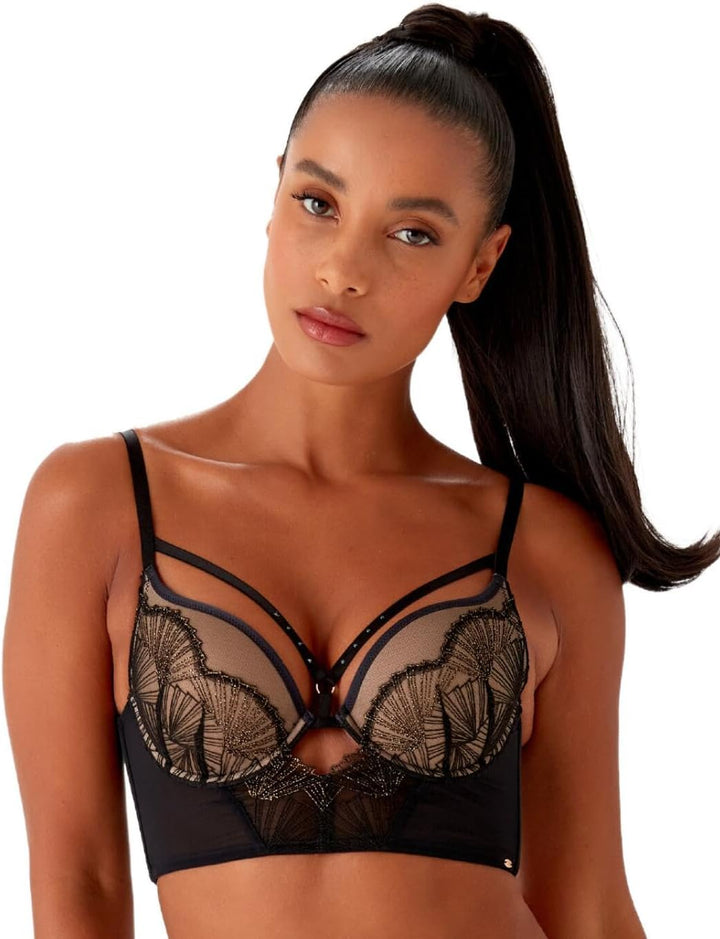 Gossard Damen VIP Captivate Gepolsterter Plunge-BH 65D Schwarz / Bronze, 65D Schwarz / Bronze